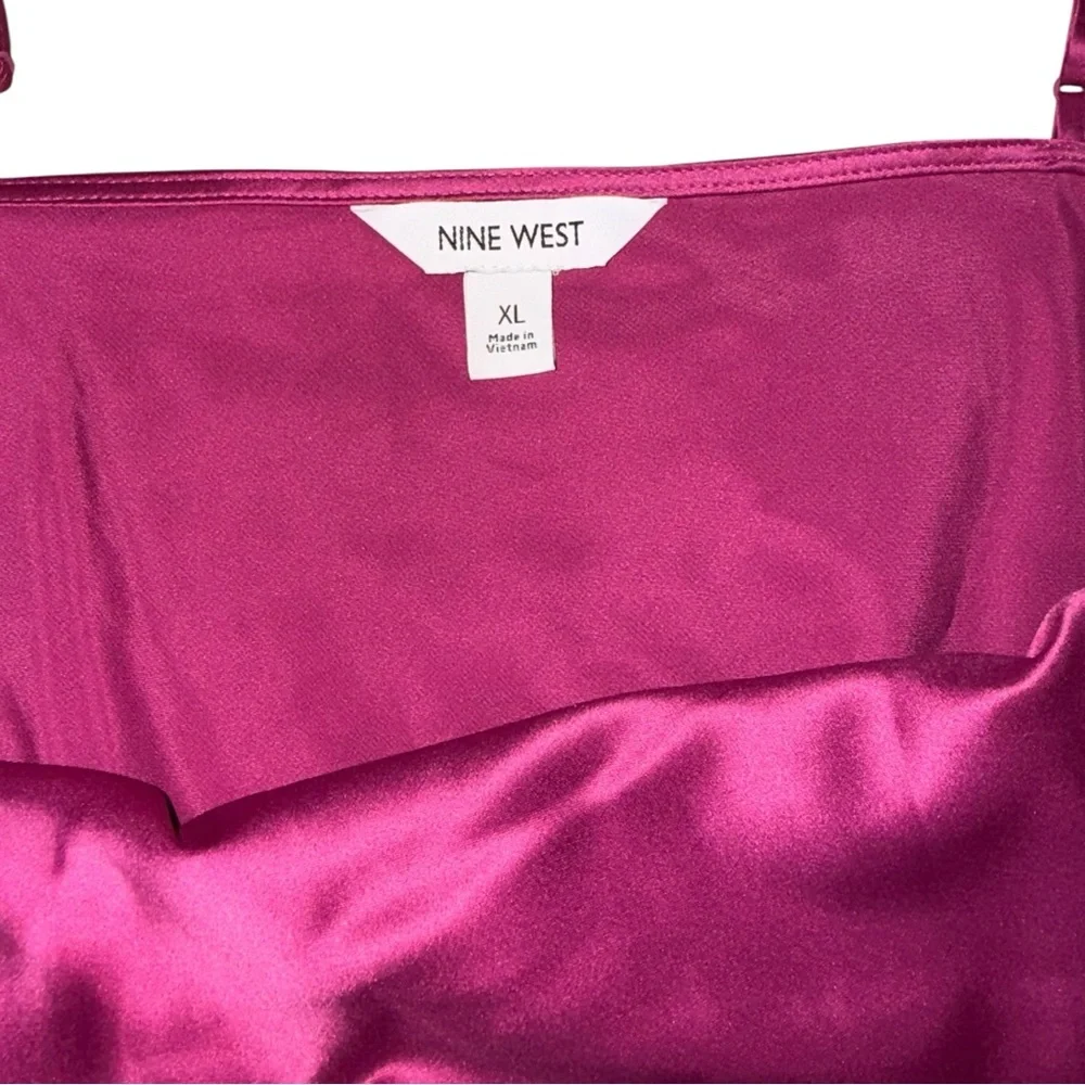 Nine West Satin Slip Style Tank Top Pink XL NWT Evening Cami - Picture 5 of 11